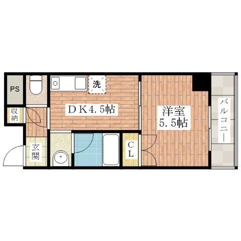 メゾンダイコー舟木(1DK/8階)の間取り写真