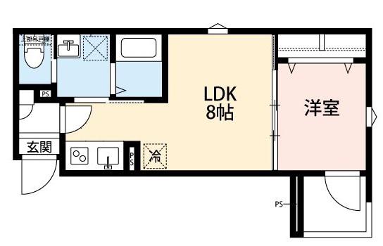 ノワール東大宮(1LDK/3階)の間取り写真