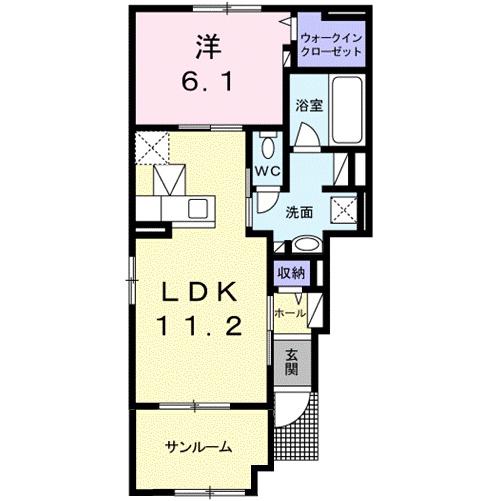 スリーズII(1LDK/1階)の間取り写真