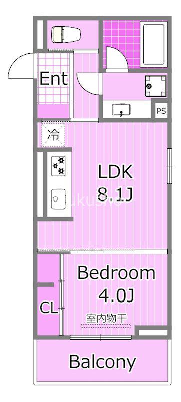 ディーブレス和田町(1LDK/2階)の間取り写真