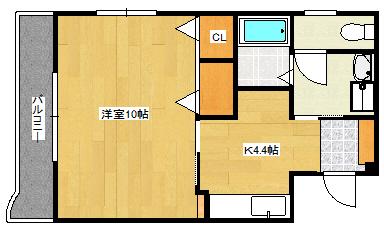 エルグランドーセ(1DK/1階)の間取り写真