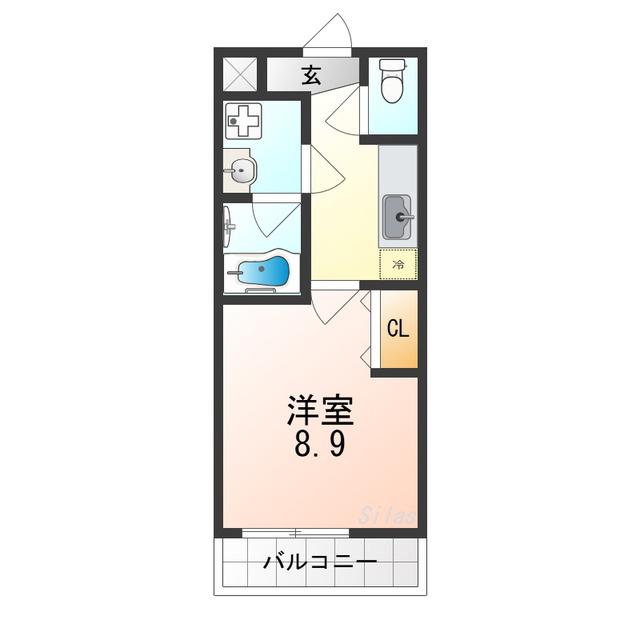 ローズ・メイ(1K/2階)の間取り写真