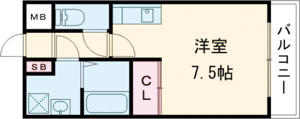 PINEONE(1K/1階)の間取り写真