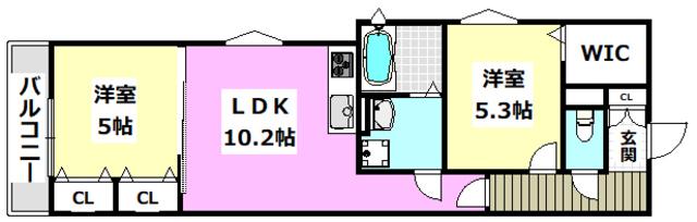 ピレーネ一津屋(2LDK/3階)の間取り写真