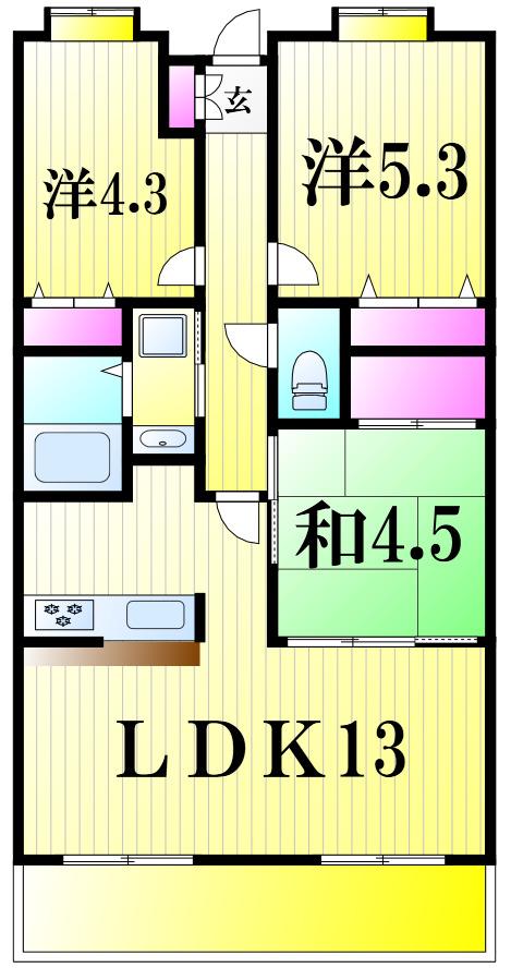 カーサグラン松戸(3LDK/1階)の間取り写真