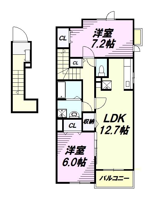 グランフォレストA(2LDK/2階)の間取り写真