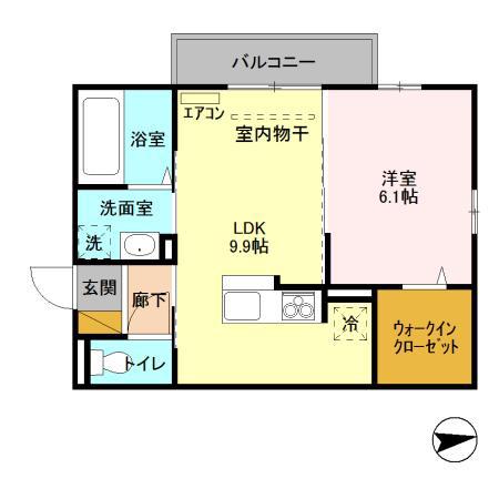 ALWAYS FRIENDRY 学園南(1LDK/2階)の間取り写真