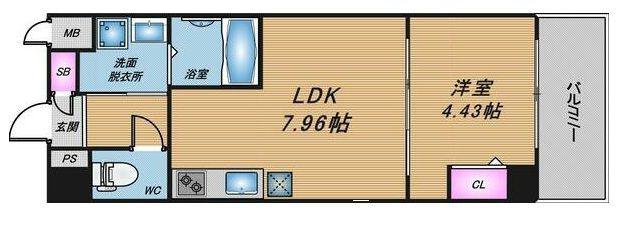 ドムス吉田(1LDK/8階)の間取り写真