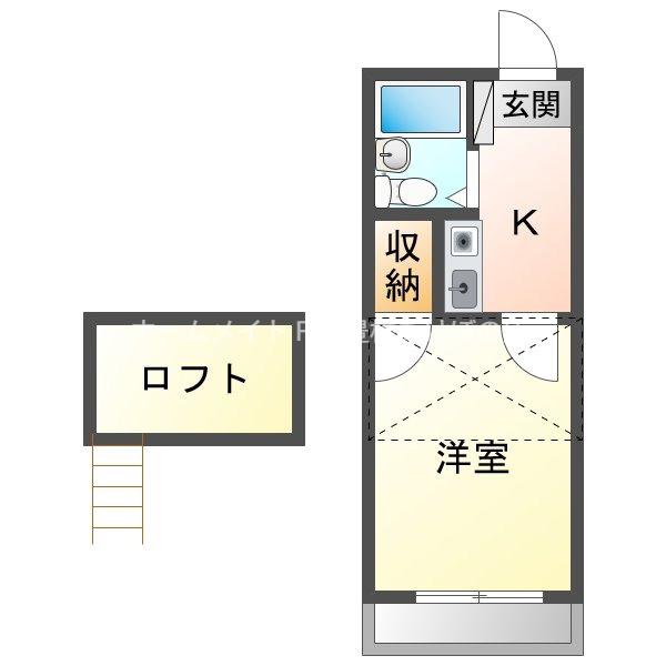 カーサ井原(1K/2階)の間取り写真