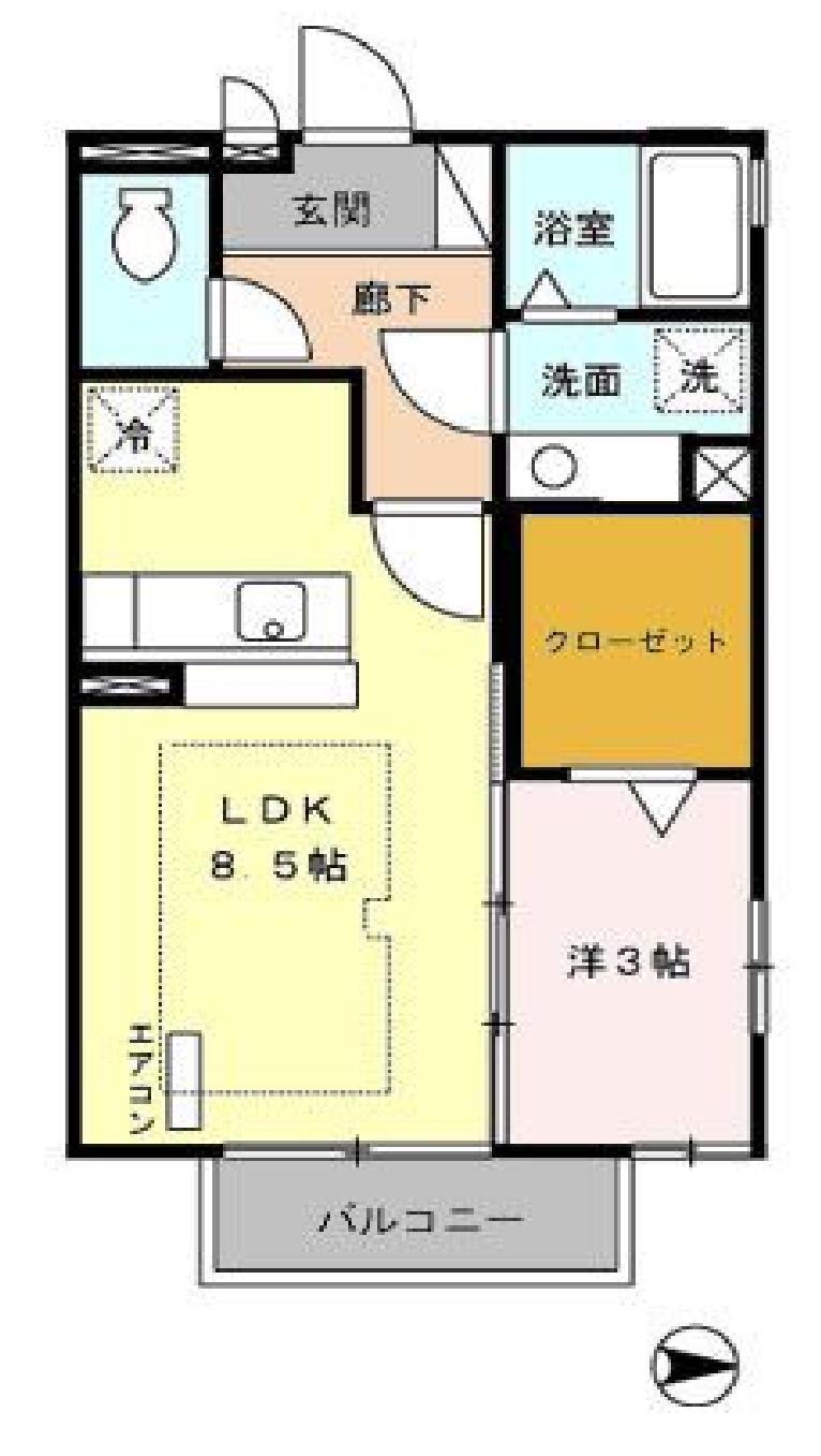 プレジール(1LDK/2階)の間取り写真