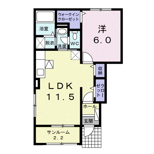 シャルール A(1LDK/1階)の間取り写真