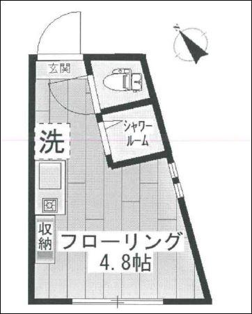 楽淇ハウス(ワンルーム/1階)の間取り写真