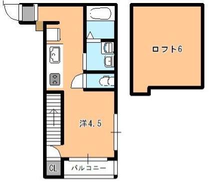 オレンジハイツ(1K/1階)の間取り写真