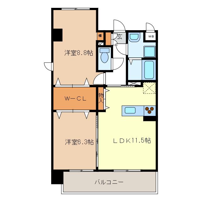 アーバンステージU(2LDK/4階)の間取り写真