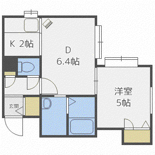 ヴェルナチュール麻生(1LDK/1階)の間取り写真