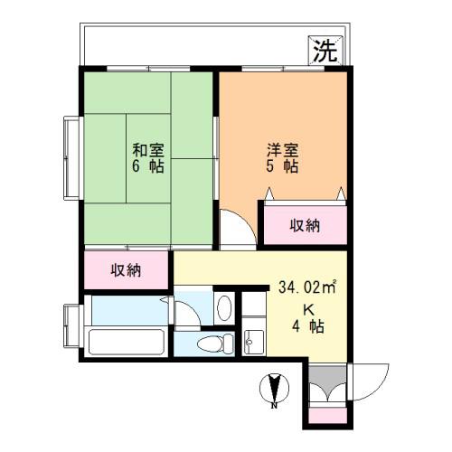 マンション金子(2K/4階)の間取り写真