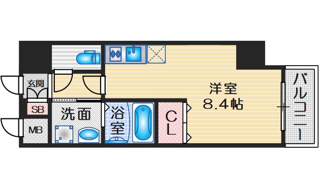 アクアラフォレ豊中(ワンルーム/5階)の間取り写真