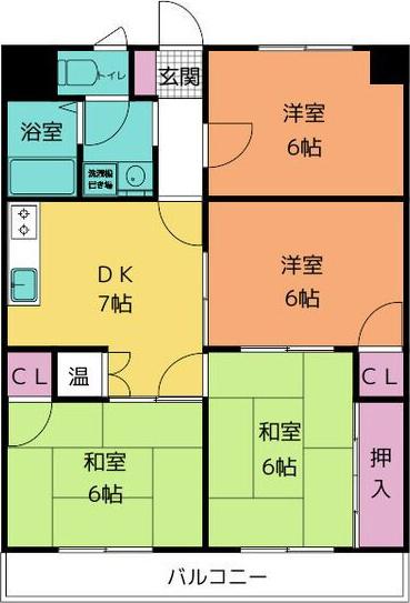 アップヒル野々山ビル(4DK/3階)の間取り写真