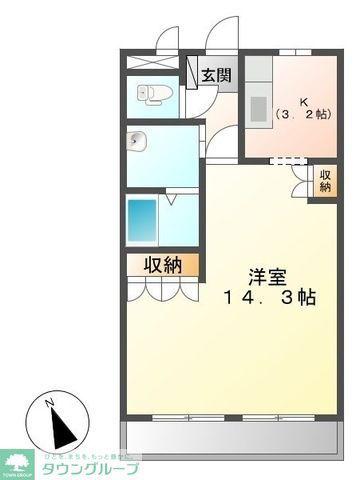 ラ・ペジブル(1K/2階)の間取り写真