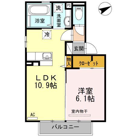 トロワーズ湘南VI(1LDK/2階)の間取り写真