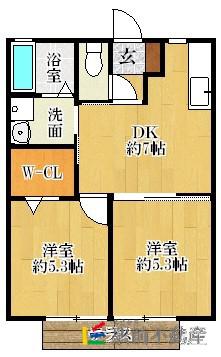 リベルテ(2DK/1階)の間取り写真
