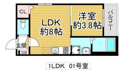 サフィールロジェ大阪城公園(1LDK/1階)の間取り写真