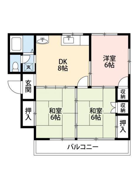 SUPREMEマンション(3DK/2階)の間取り写真
