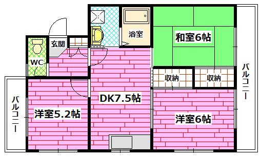 ハイツ東青崎(3DK/3階)の間取り写真
