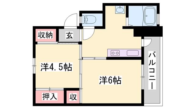 ビレッジハウス小坂(2K/2階)の間取り写真