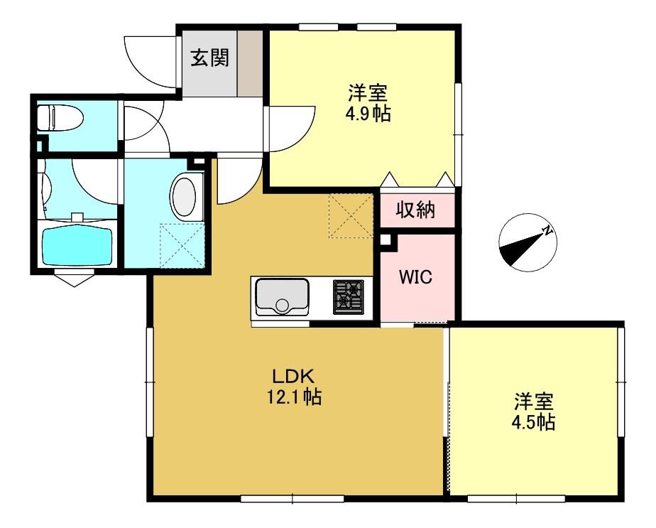 LUCERO大倉山(2LDK/1階)の間取り写真