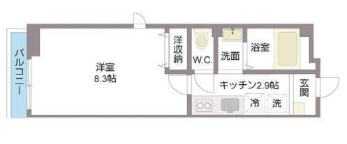 ベルーガ(1K/3階)の間取り写真