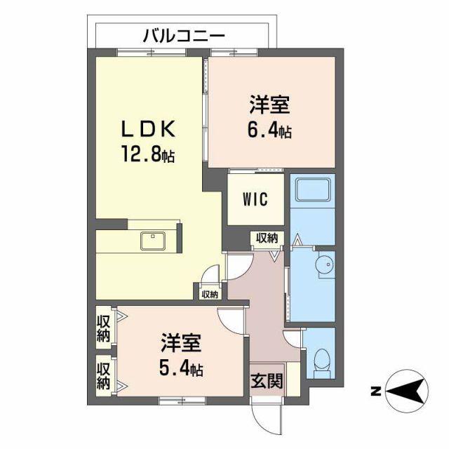 ベルアネスB(2LDK/1階)の間取り写真