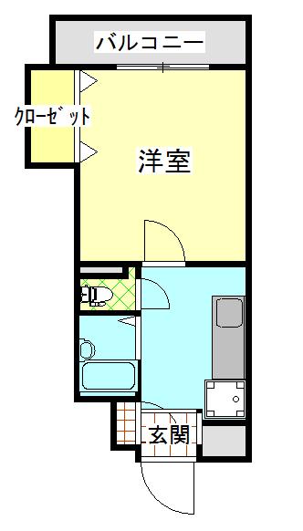 つるみマンションII(1K/2階)の間取り写真