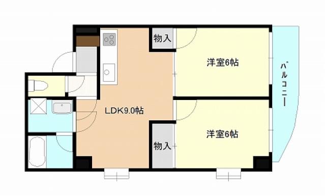 フローレンス尾前(2LDK/6階)の間取り写真