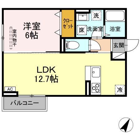 ツィール(1LDK/1階)の間取り写真