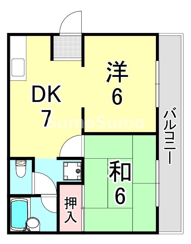 ドエル梅香I(2DK/1階)の間取り写真