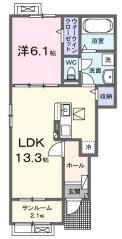 アゴーラ B棟(1LDK/1階)の間取り写真