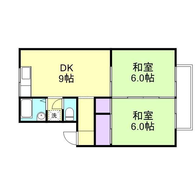 グレース松江(2DK/2階)の間取り写真