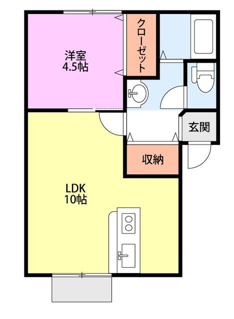 ブライトネスヴィラ(1LDK/2階)の間取り写真