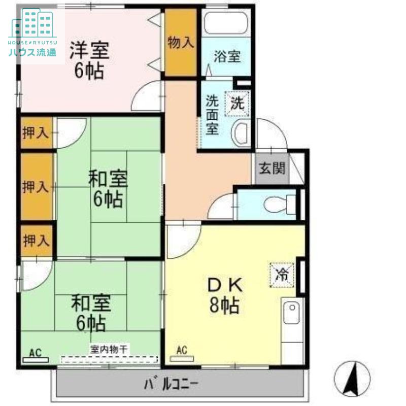 ヴァンベールHF(3DK/2階)の間取り写真