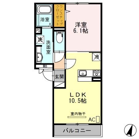 ハイツクレール(1LDK/3階)の間取り写真