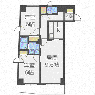 アムール平岸(2LDK/6階)の間取り写真