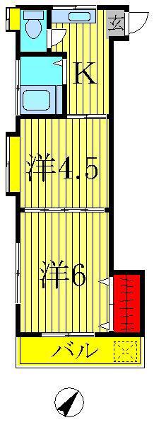 第二サトーハイツ(2K/3階)の間取り写真