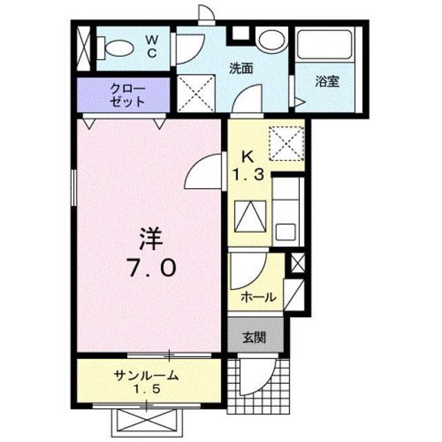 アプローズ(1K/1階)の間取り写真