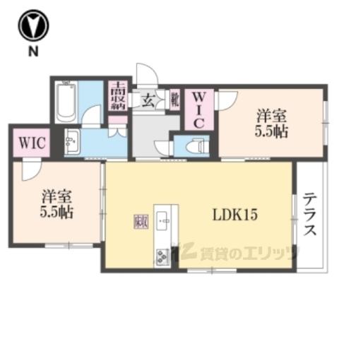 シャーメゾン桜小径(2LDK/1階)の間取り写真