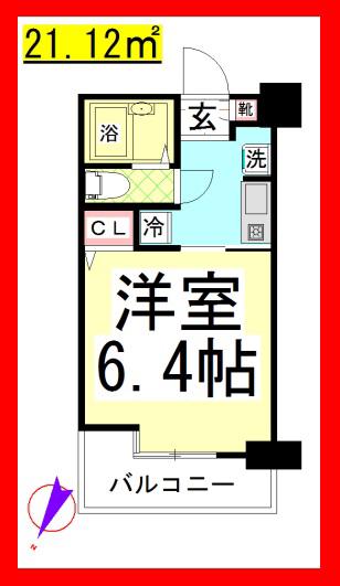 TJ TERRA湘南台(1K/7階)の間取り写真