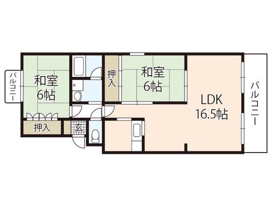 K3ハイツ(2LDK/2階)の間取り写真
