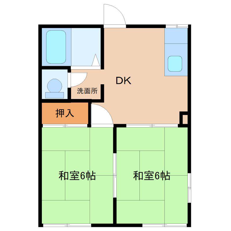 グリーンハイツ(2DK/1階)の間取り写真