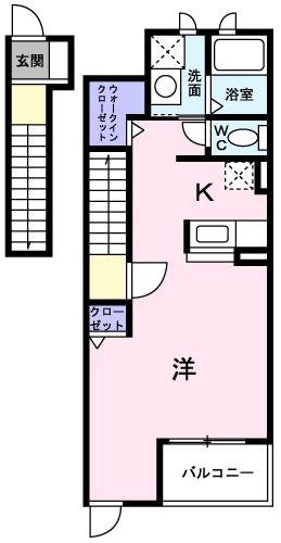 ヴィオラ・Y(ワンルーム/2階)の間取り写真