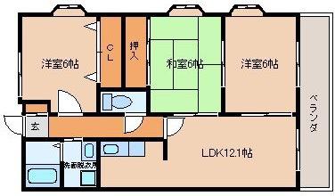 シャトレエスポワール(3LDK/1階)の間取り写真